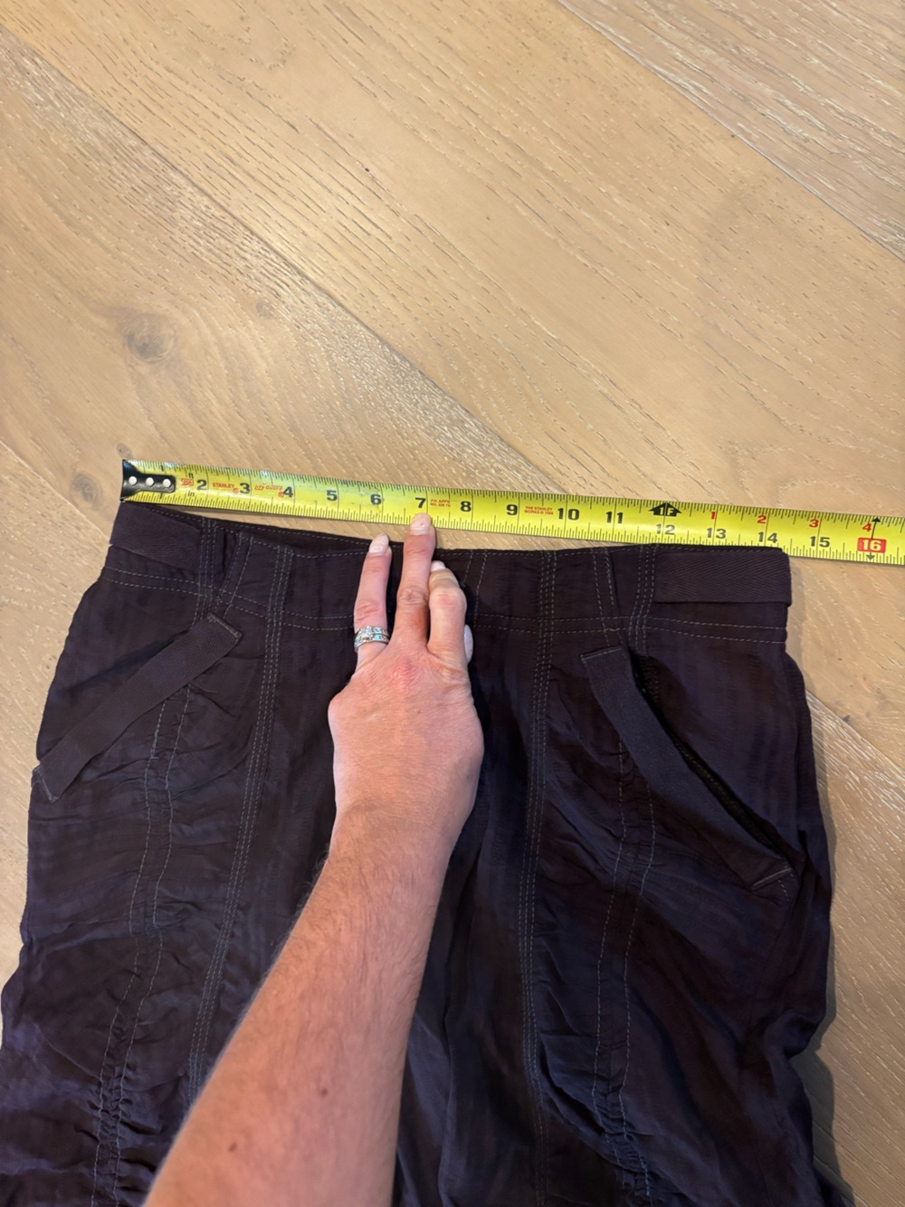 Free People Scorpio Shirred Cargo Pants XS NWT Black Coffee Brown We The Free - Picture 11 of 13